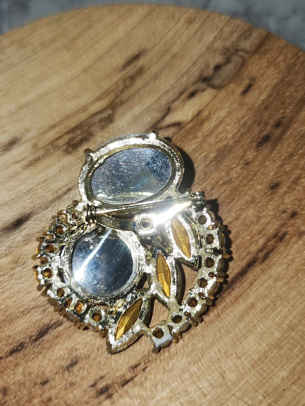 Vintage White Opal Glass Cabochon Statement Brooch